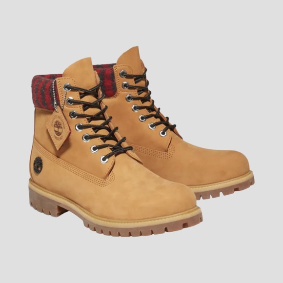 Timberland Men's Timberland Premium 6" Waterproof Boot , Wheat/Plaid Nubuck - Picture 2 of 4